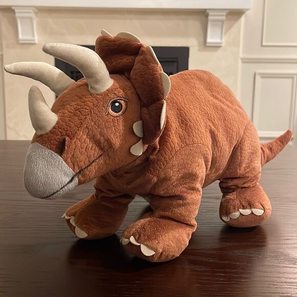 JÄTTELIK Soft toy, dinosaur/dinosaur/triceratops Reddish brown 18” long EUC - Picture 1 of 7